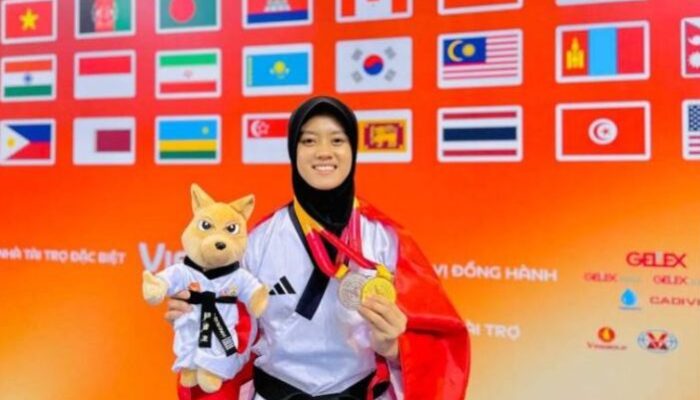 Bripda Risky Irma Suryani, Polwan di Polres Koltim Sabet Medali Emas di Ajang Asian Open Police Taekwondo Championship 2024