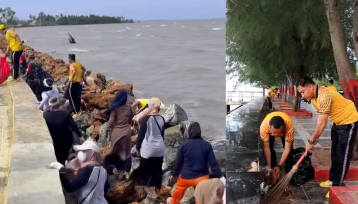 Pesisir Hotel Sutan Raja-By Pass Pomalaa Jorok, Polres Kolaka dan Kodim 1412 Turun Tangan Sapu Bersih