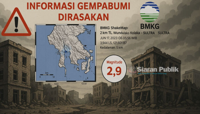Gempabumi Tektonik M 2.9 Guncang Wilayah Kolaka, Sulawesi Tenggara